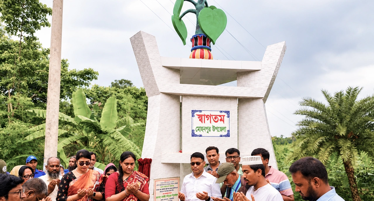 মোহনপুরের পান ঐতিহ্যের প্রতীক, উন্মোচন হলো সীমানা পিলার